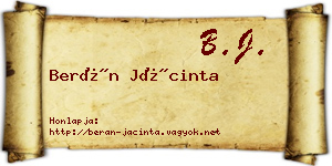 Berán Jácinta névjegykártya